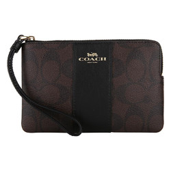 COACH 蔻驰 女士PVC零钱包 F58035 IMAA8 深棕配黑 迷你