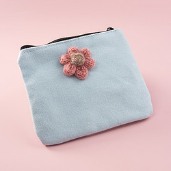 Summoning 小花朵帆布零钱包简约网红卡片硬币包女士口红包大容量钥匙收纳包