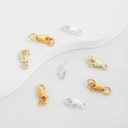 博誉 14K18K真金保色纯银色DIY保色配件鱼尾扣弹簧扣龙虾扣diy饰品材料