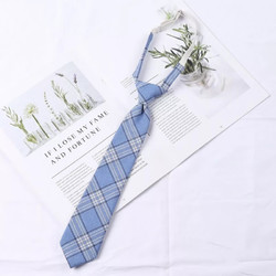 others 其他 jk小领带女学院风格子懒人日系制服原宿风衬衫领结男女学 蓝色格