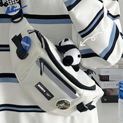 WARRIOR 回力 斜挎包男原宿工装风运动腰包新款港风百搭休闲学生骑行单肩胸包女 白色款