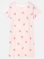 THREEGUN 三枪 纯棉果冻棉印花睡裙 粉草莓