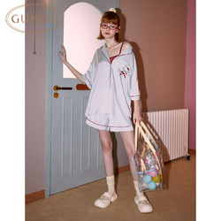 88VIP：GUKOO 果壳 睡衣女夏季helloKitty联名新款简约冰丝女家居服套装B