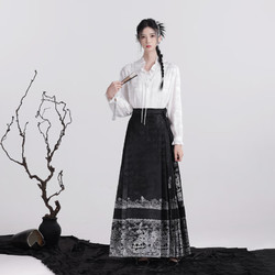 星河汉歌 蓬莱仙境）2024新款新中式马面裙小个子气质显瘦汉服女装半身裙 马面裙黑色 M（100-120）