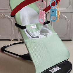 哈森熊婴儿摇摇椅哄娃神器哄宝宝哄睡摇篮躺椅可折叠可调节摇摇椅安抚椅 绿色双网格款玩具架+玩具