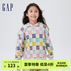 Gap 盖璞 女童秋季LOGO棋盘格卫衣
