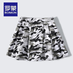 ROMON 罗蒙 女童百褶裙儿童学院风季套装半身短裙大童女孩裙子 迷彩短裙 120cm