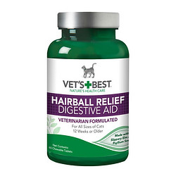 VET\'S BEST 绿十字猫草片猫化毛球片吐毛球猫咪专用去毛球搭配鱼油化毛膏 进口绿十字猫草片60片