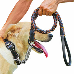 others 其他 青虾 狗狗牛皮牵引绳 拉布拉多德牧金毛萨摩中大型犬牵引带 皮项圈