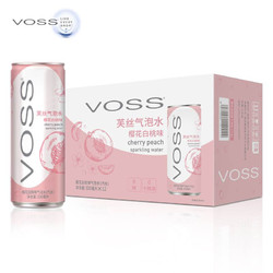 VOSS 芙丝 气泡水(汽水) 樱花白桃味 330ml*12罐 整箱装 0糖0卡0碳水