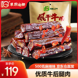 草原迪娜 风干牛肉干内蒙古手撕风干牛肉休闲零食麻辣味 500g