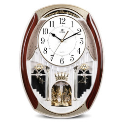 POWER 霸王 钟表挂钟家用客厅时钟音乐报时石英钟轻奢长46cm6229ARMKS