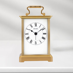 SEIKO 精工 日本精工时钟金属机身时尚小巧钟表闹铃功能办公室卧室座钟