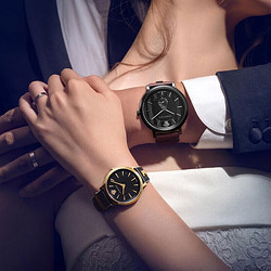 VERSACE 范思哲 情侣手表一对瑞士进口小牛皮男女腕表时尚休闲石英对表/结婚礼物 VEBQ00419+VBP040017