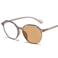 Erilles 多边形可配近视眼镜框架 透茶框+ 156升级变色两用镜片