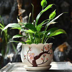 OLOEY 花盆陶瓷家用带托盘花盆