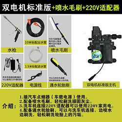 亿派洗车机家用高压无线锂电池增压车载电动洗车器便携式商用充电式12v刷车机水枪汽车工具套装泵洗车神器 双电机标准版+喷水毛刷+220V适配器