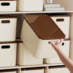 稻草熊 车载收纳盒汽车收纳箱 奶咖色大号带盖 2个装